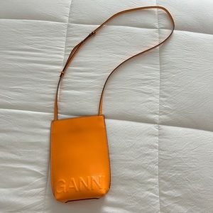 Ganni Banner logo-embossed crossbody bag